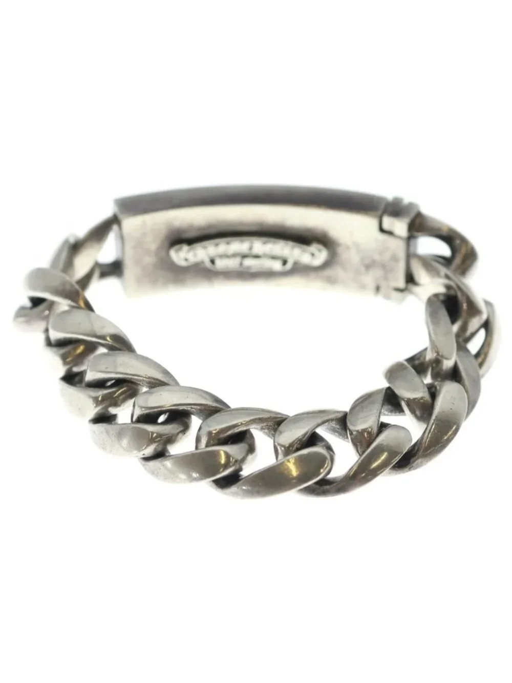 Chrome Hearts ID Floral Crs Cross ID Classic Link Bracelet Silver